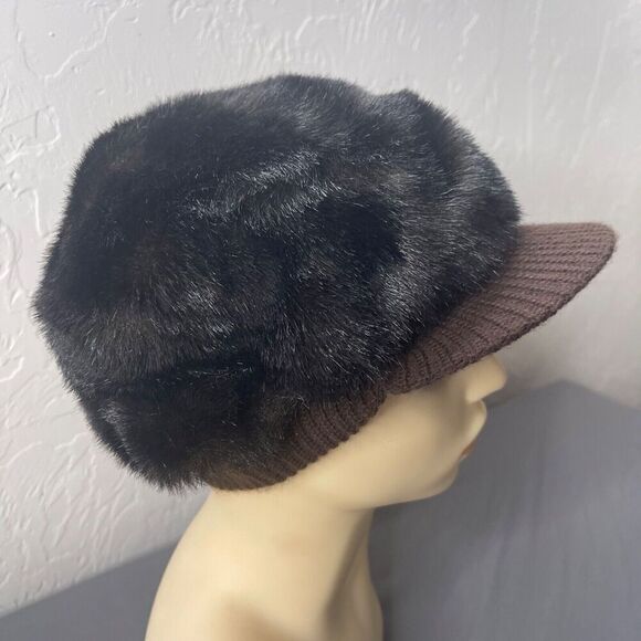 Vintage Black Faux Fur Hat 70s Mod - Picture 3 of 8